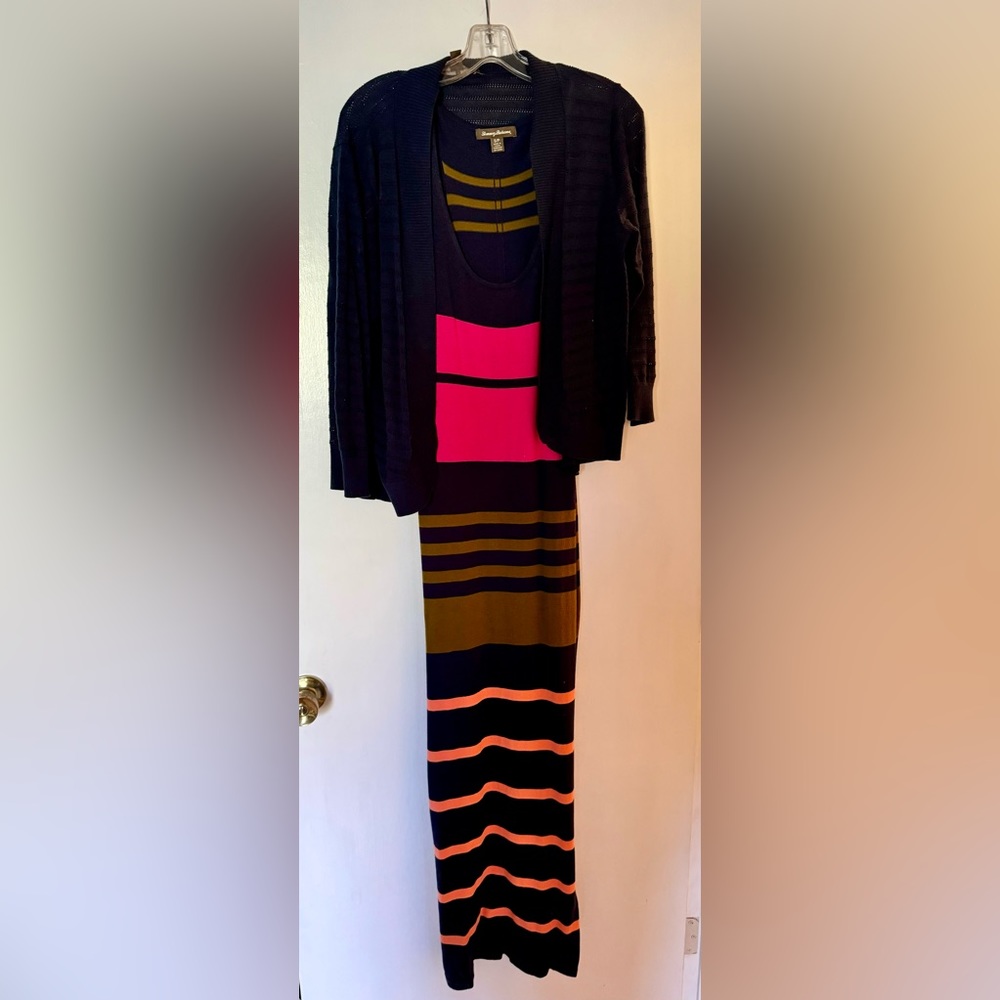 Tommy Bahama striped Maxi dress with cardigan